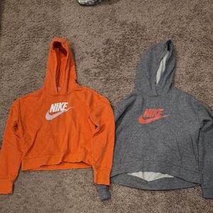 Nike Vibrant Orange and Classic Gray Hoodies